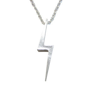 Silver Toned Lightning Bolt Pendant Necklace